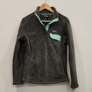 Patagonia Women's Re-Tool Snap-T Pullover, Grey & Aqua, Size Medium
